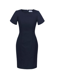BIZ CORPORATES 34012 WOMENS COMFORT WOOL STRETCH S/SL SHIFT DRESS